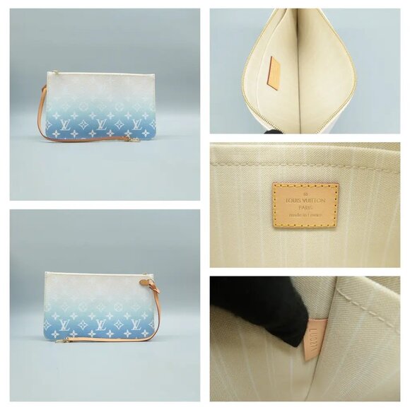 Louis Vuitton Neverfull MM Blue W/P Monogram By The Pool Canvas Shoulder Bag - Picture 9 of 12